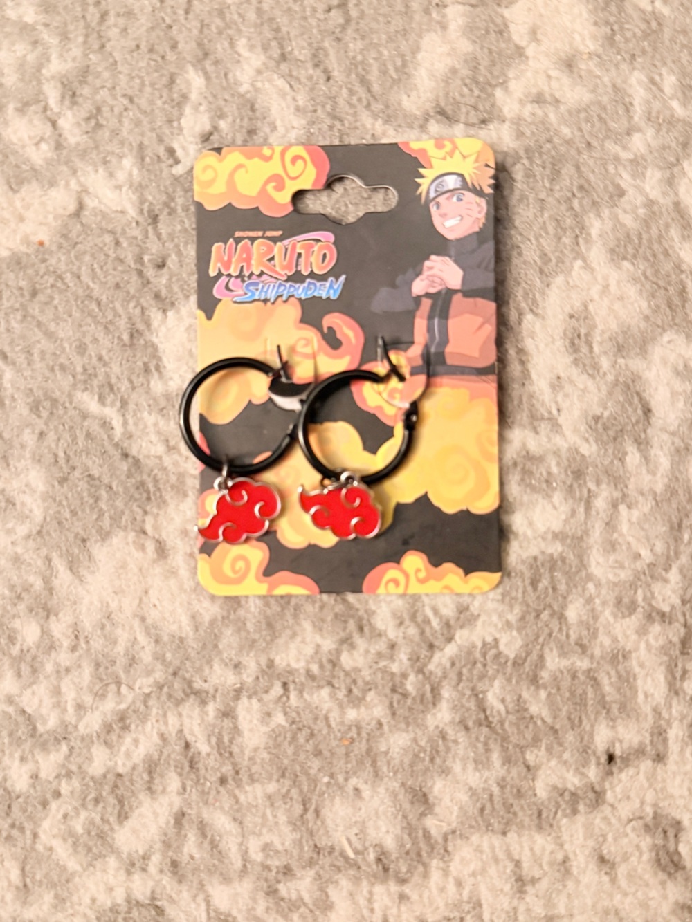 Naruto Shippuden Akatsuki Cloud Hoop Earrings - Red & Black